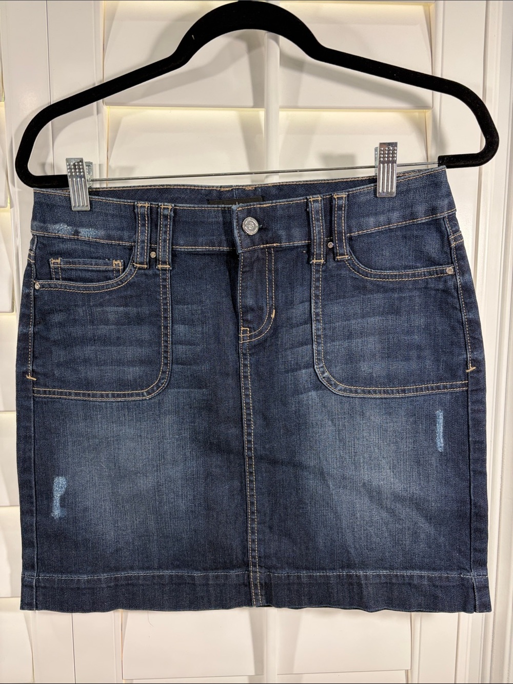 NWT WHBM Dark Blue Denim Mini Skirt (2)